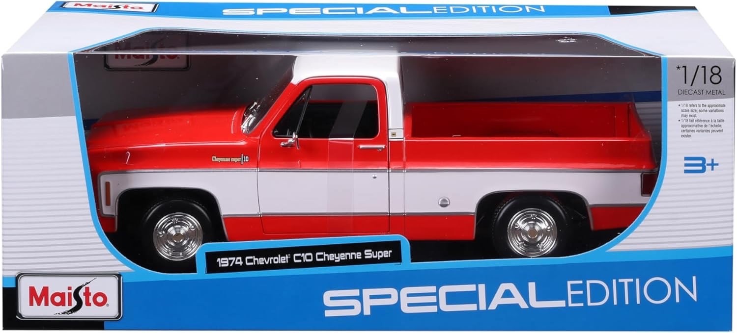 1974 Chevrolet C-10 c10 Cheyenne Super Red 1/18 1:18 Maisto Diecast Truck