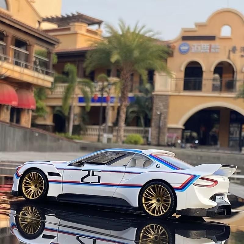 1:24 BMW 3.0 CSL Racing Car Alloy Model Diecast with Sound Light Kids Gift NEW