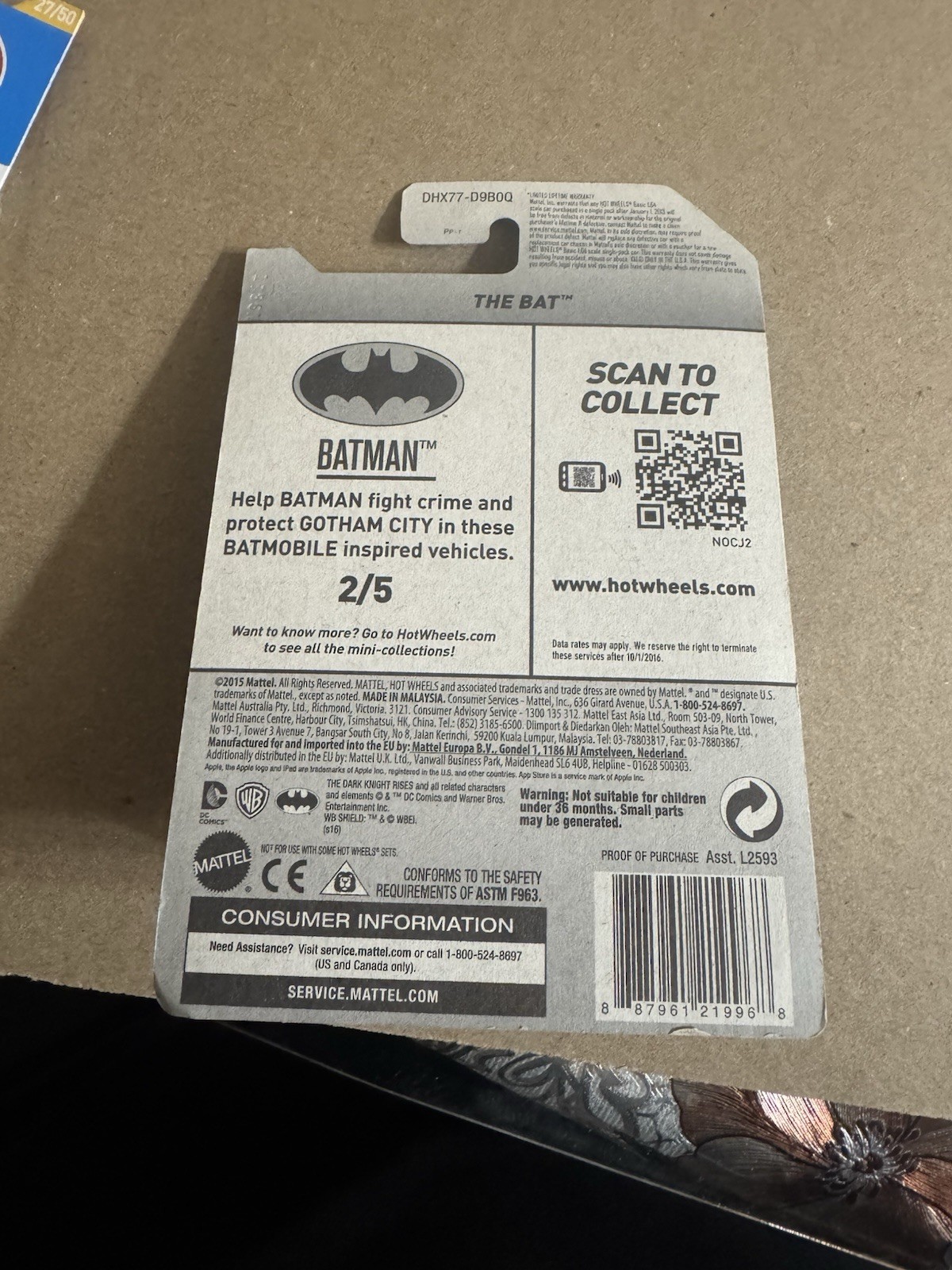 Hot Wheels 2012 New Models The Bat 27/50 Dark Knight Rises Batman & 2016 The Bat
