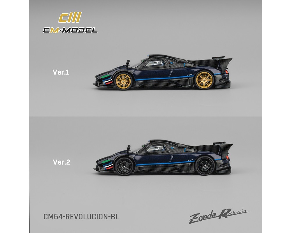 CM Model Pagani Zonda Revlucion Metallic blue with Carbon Fiber 1/64