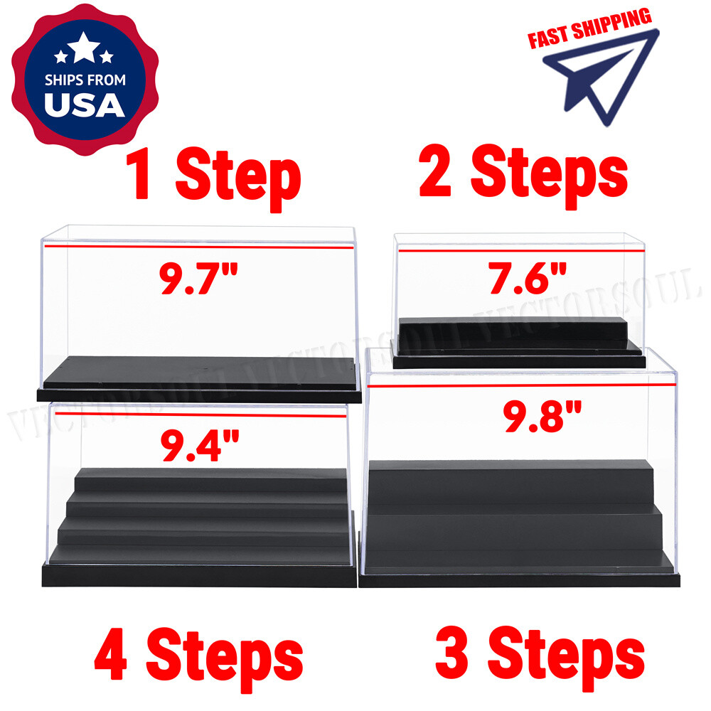 1/2/3/4 Steps Acrylic Display Case Dustproof Box Action Figures 1/64 Diecast US