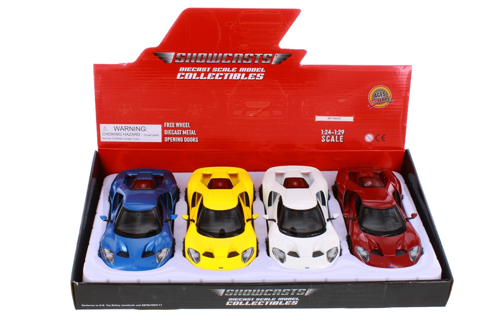 Box of 4 2017 FORD GT HARDTOP 1/24 DIECAST CAR SHOWCASTS 24082/4D