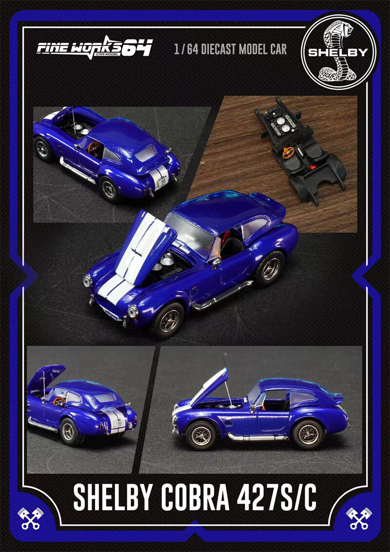 Fine Works 1:64 Shelby Cobra 427 Diecast Model Car – High Detail Collection New