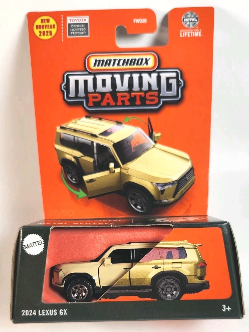 2 Car Lot Matchbox Moving Parts – ‘24 Lexus GX Gold(Tan) ’25 & Silver ’26
