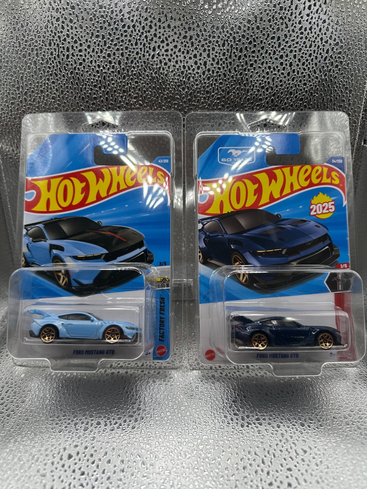 Hot Wheels Ford Mustang GTD Super Treasure Hunt and Normal Cars Lot of 3 w Case