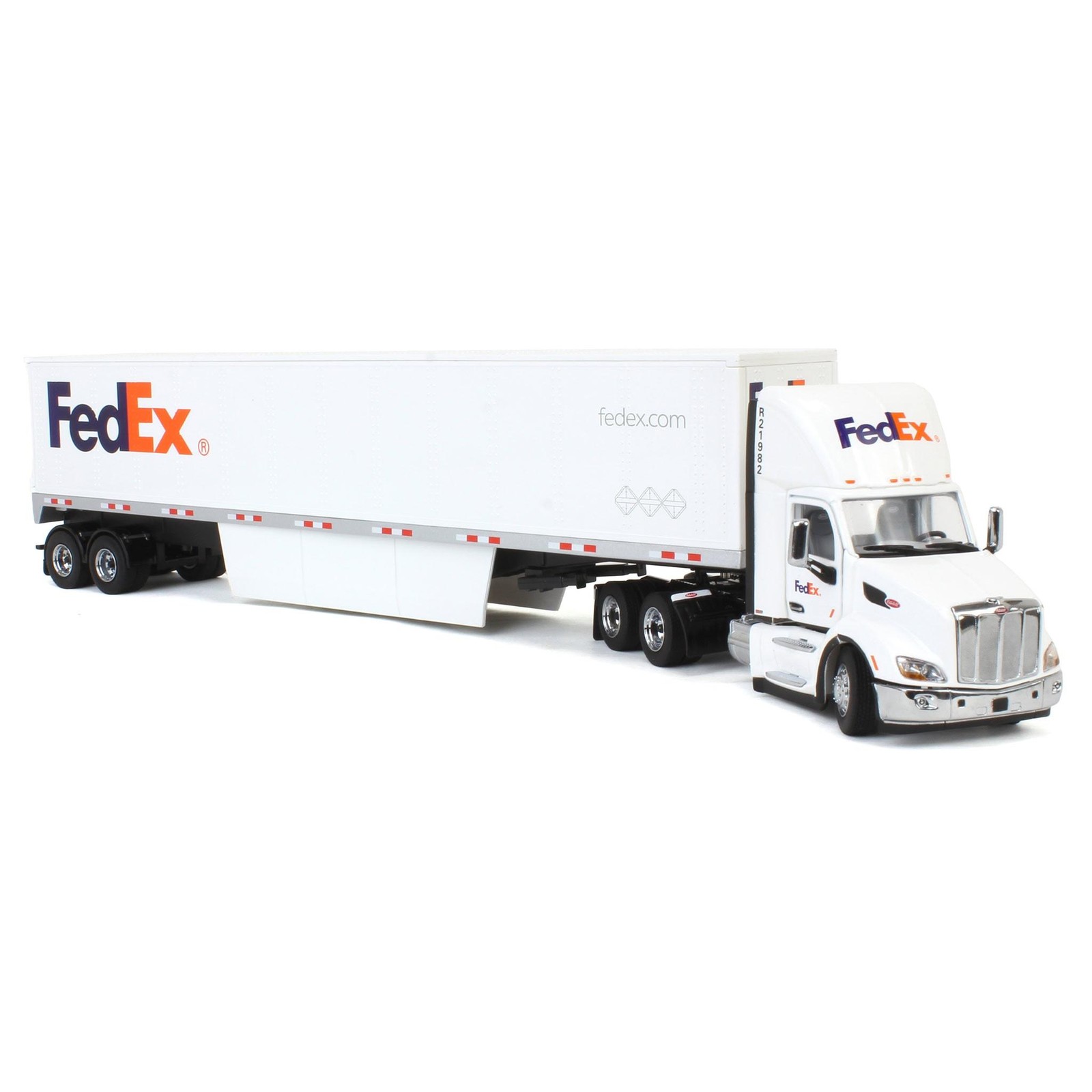 Diecast Masters 1/50 FedEx Peterbilt 579 Day Cab Tandem Axle Cargo Trailer 65160