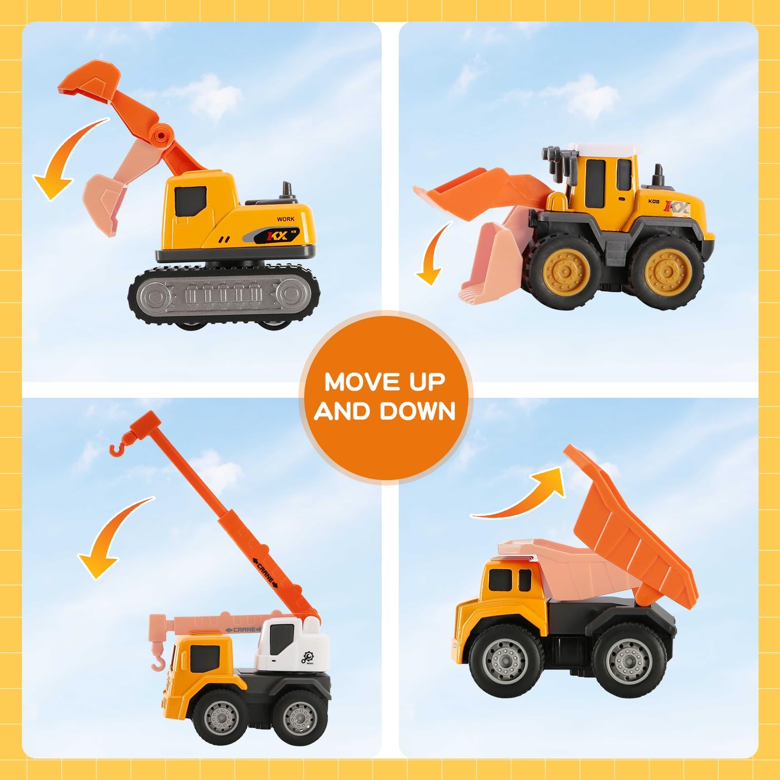 6-in-1 Mini Die Cast Alloy Construction Vehicle Set, Pull Back Toy Cars for 3…
