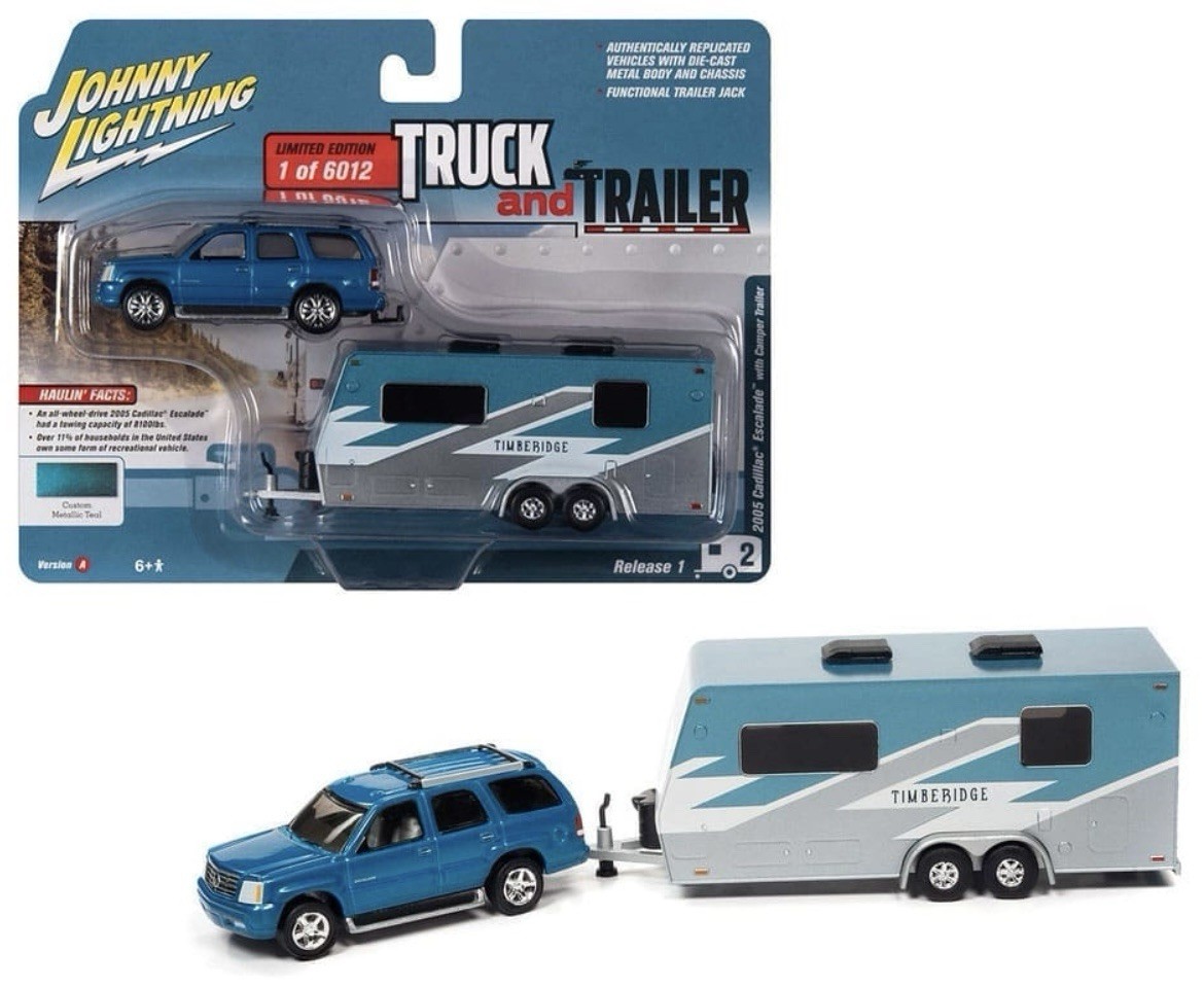 JOHNNY LIGHTNING 2005 CADILLAC ESCALADE & CAMPER TRAILER