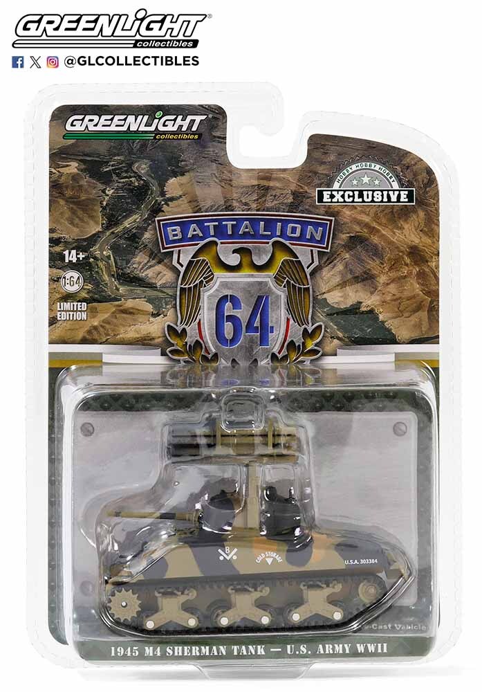 Greenlight Battalion 64 – 1945 M4 Camo Sherman Tank w/T34 Rocket Launcher 30441