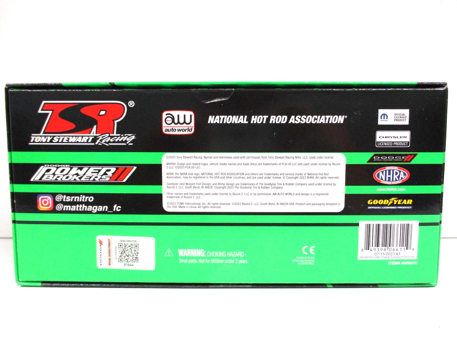 RC2 AUTO WORLD MATT HAGAN – MOPAR SRT 2023 DODGE CHARGER NHRA FUNNY CAR – 1/24