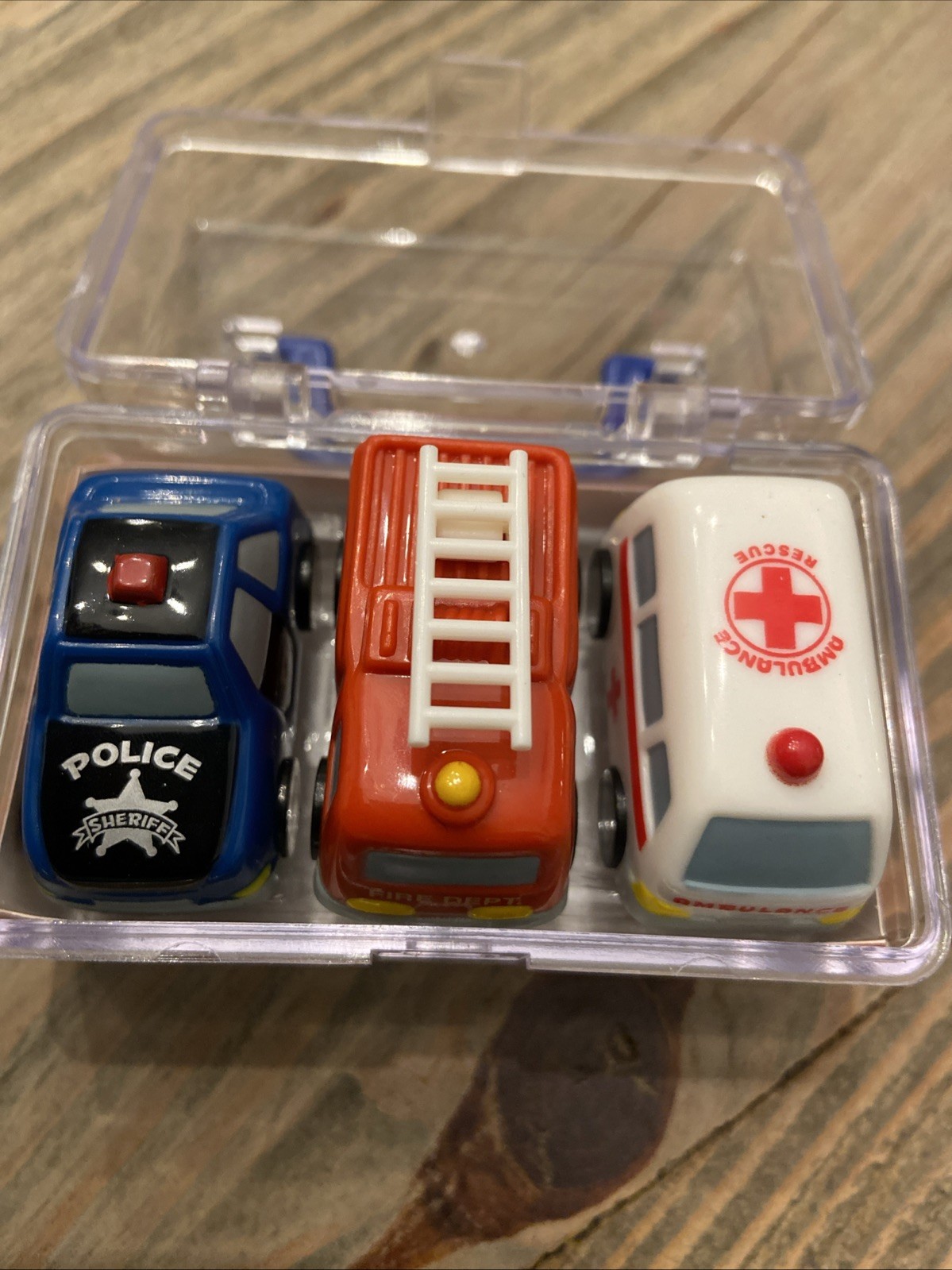 Rescue Rollers Stamper Set – Police, Fire & Ambulance Mini Toy Cars, Case