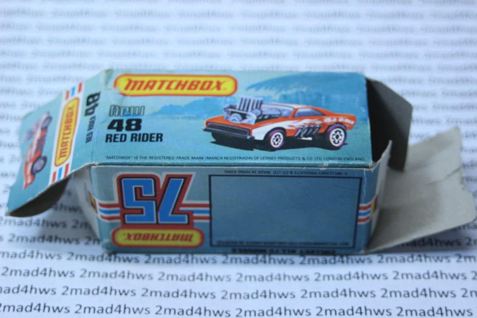 MATCHBOX LESNEY SUPERFAST MB48 RED RIDER- RARE USA PICTURE BOX, BOXED VINTAGE