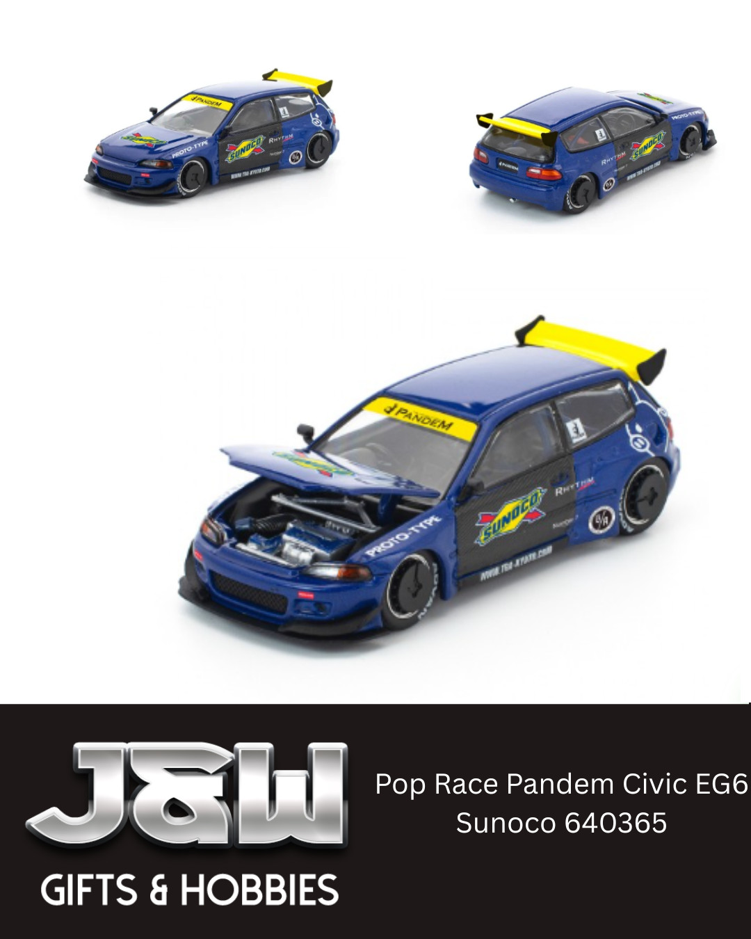 Pop Race Pandem Civic EG6 Sunoco 640365 1/64