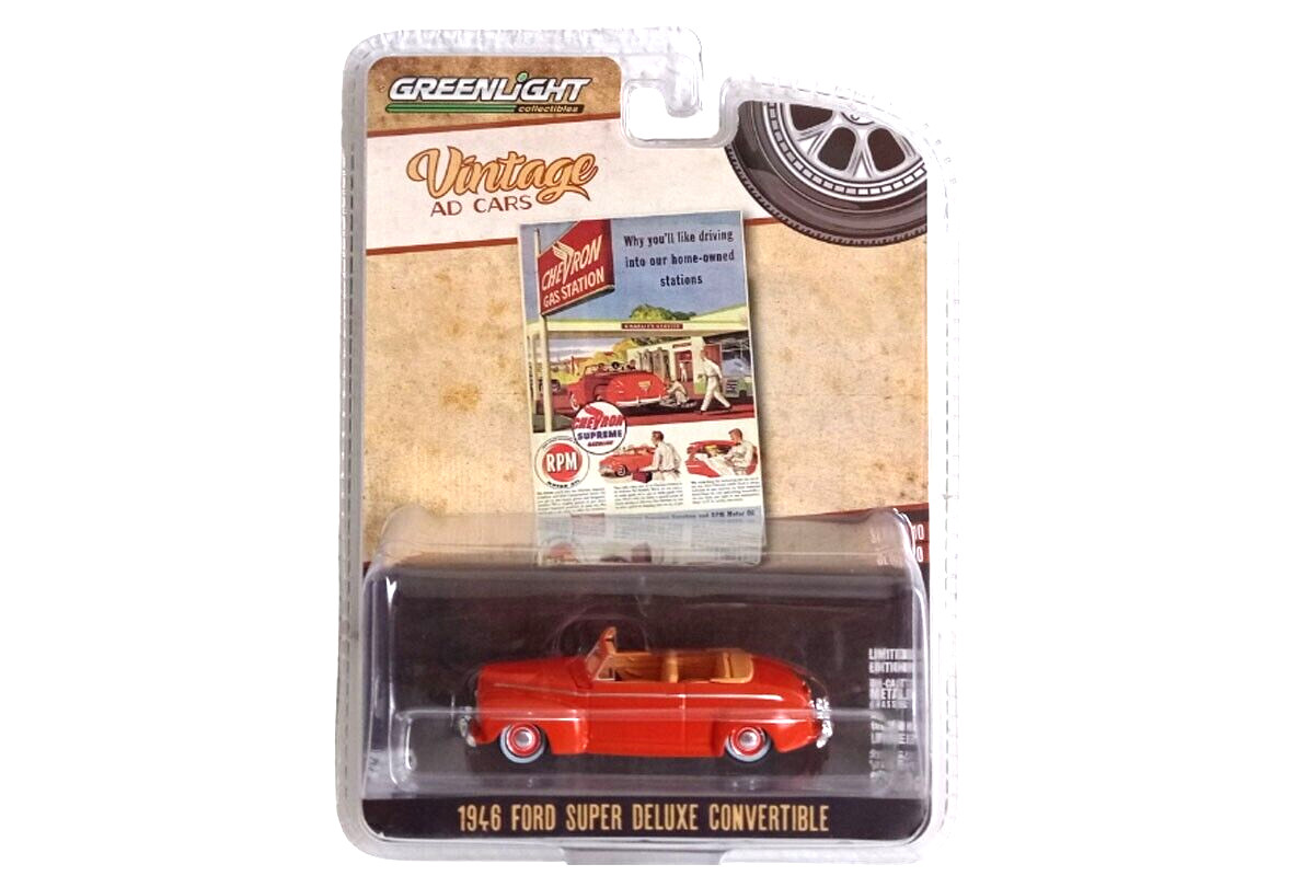 Greenlight 1946 Ford Super Deluxe Convertible 39140-A Vintage Ad Cars 1:64