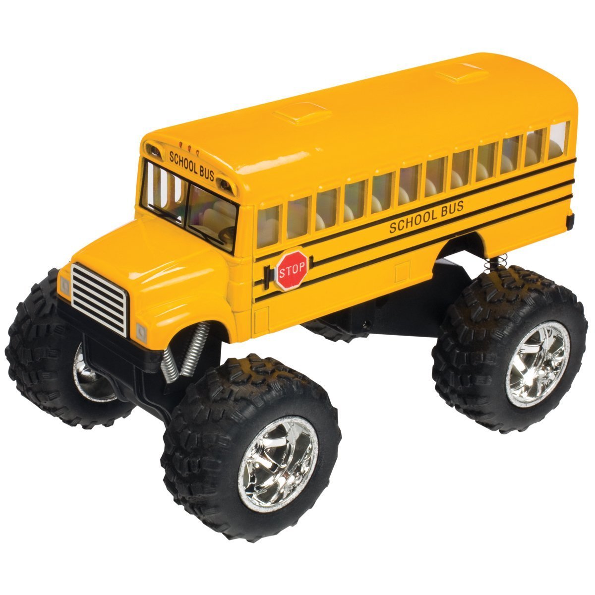5″ Kinsfun Monster Truck Yellow School Bus Big Wheel Diecast Toy Kids Gift!