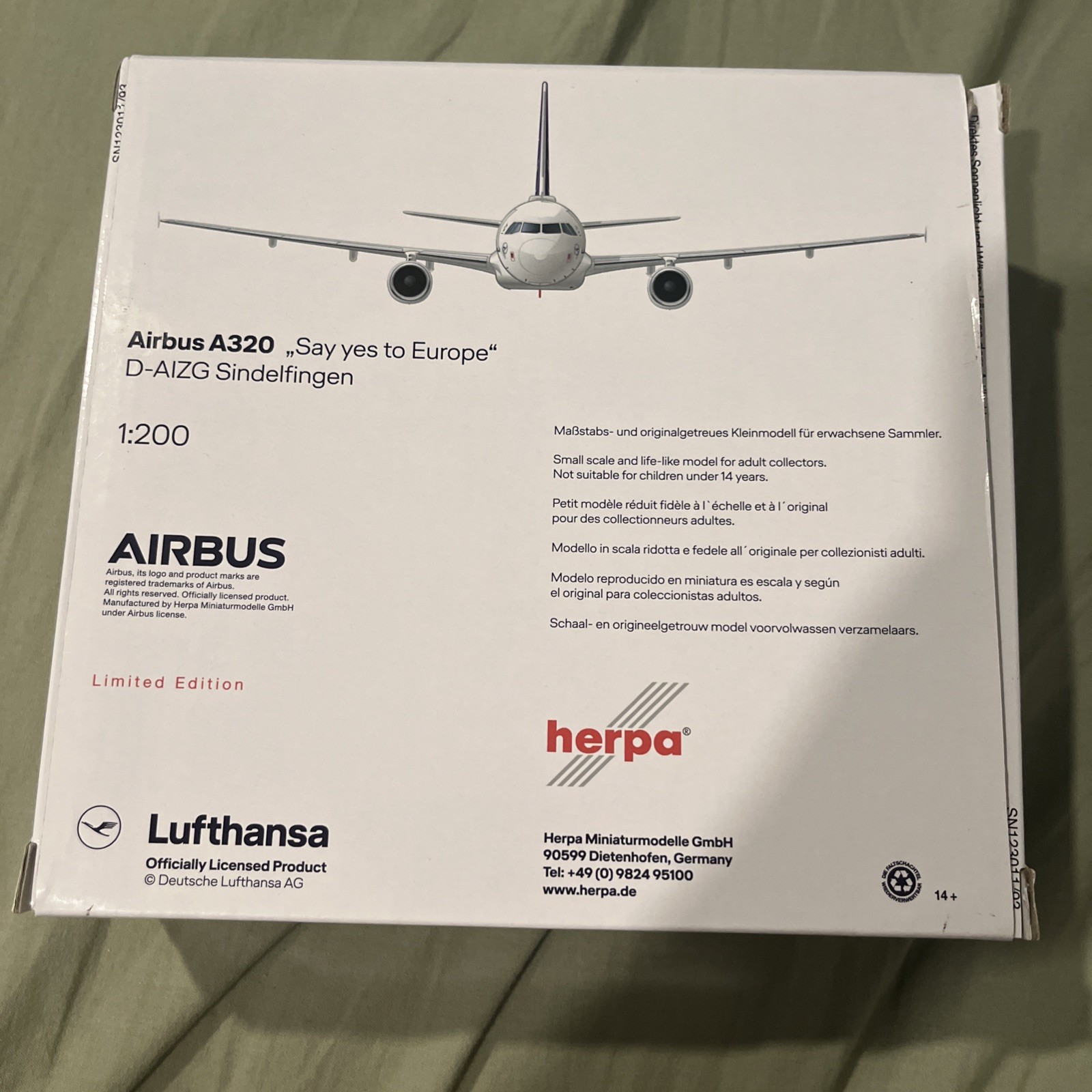 Lufthansa A320-200 Say Yes To Europe Herpa 1:200 D-AIZG Sindelfingen