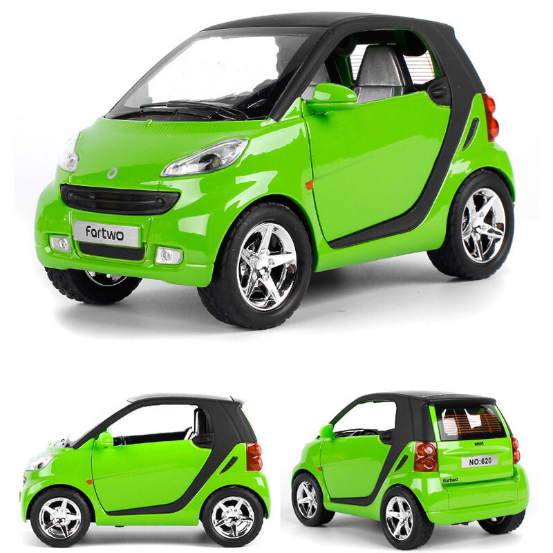 1:24 Smart ForTwo Model Car Diecast Toy Cars Boys Toys for Kids Gifts Green