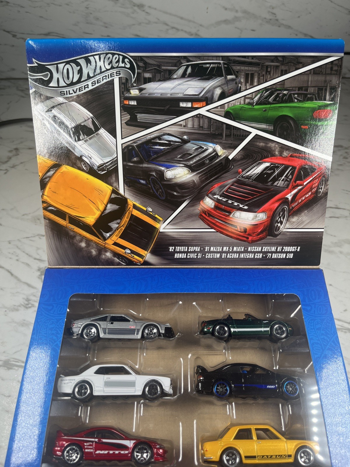 Hot Wheels Japanese Silver Series 6 Car Box Set Toyota Honda Nissan JDM Combine