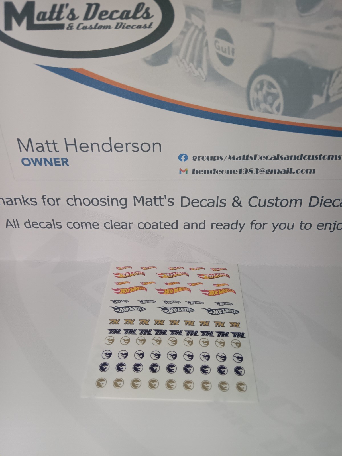 1/64 for hot wheels waterslide decals Hw Logo Treasure Hunt MADE IN THE USA!