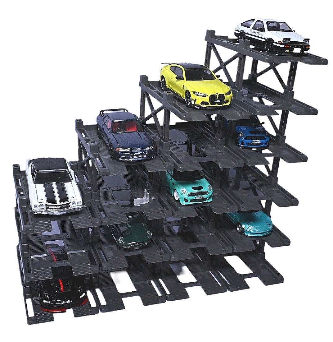 US Diorama 1/64 Parking Rack Model Set Garage Magnetic Acrylic Display Case Gift
