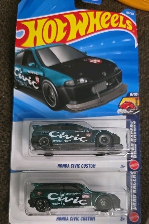 2 Hot Wheels Honda Civic Custom,1 Sup Treasure Hunt HTF RARE+ 1mainline hotweel