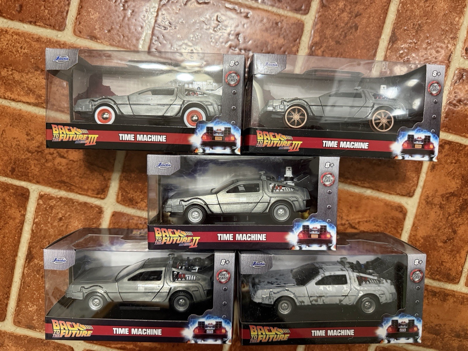 5 New Jada Hollywood Back To The Future Time Machine Delorean 1:32 Diecast Cars