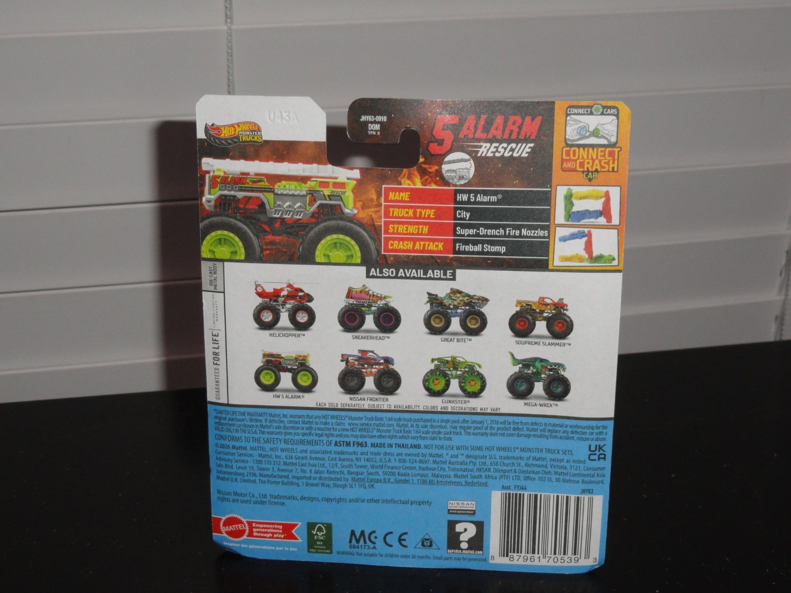 HOT WHEELS 2026 MONSTER TRUCKS CHAMPION CRASHERS 6/8 HW 5 ALARM (GREEN) DIECAST