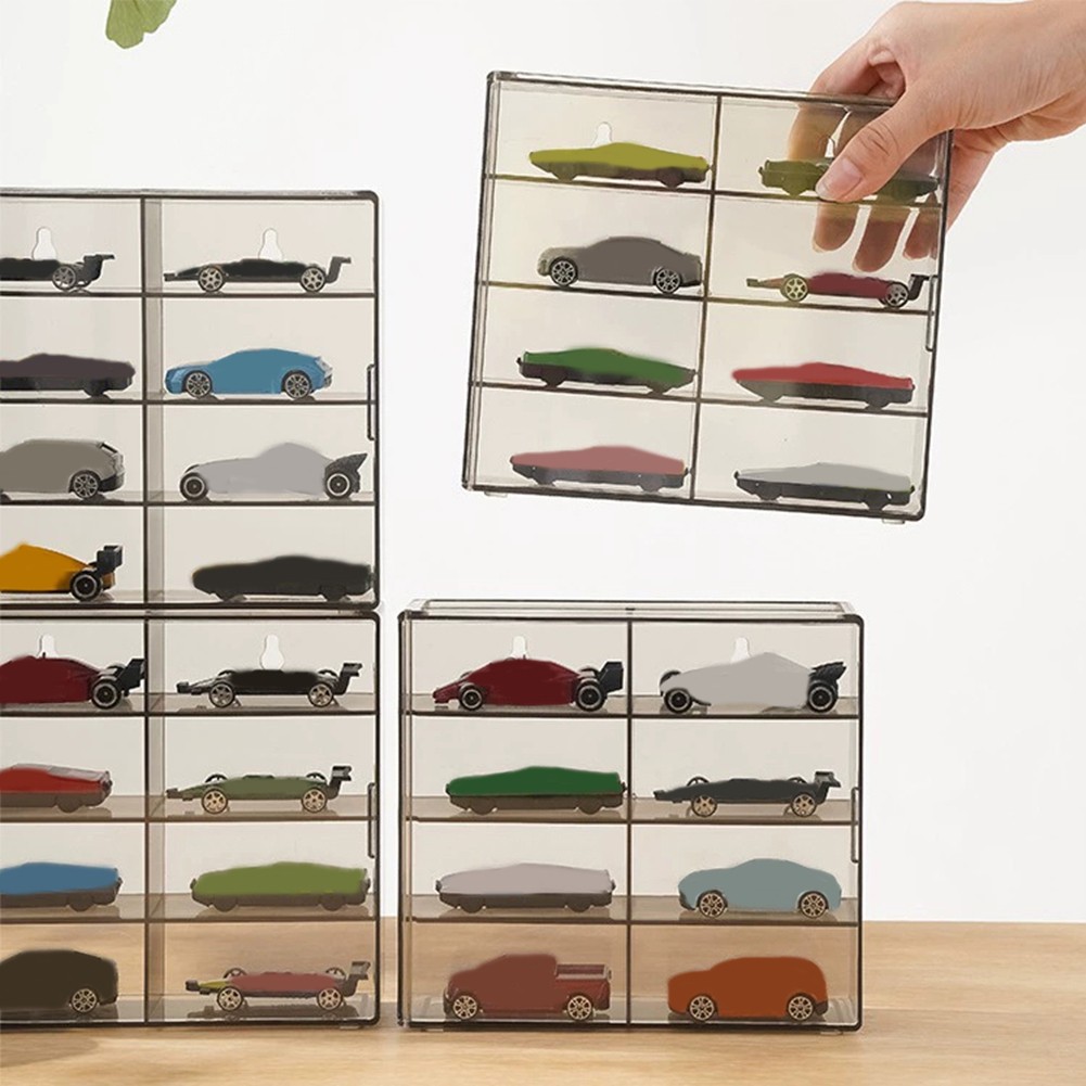 8-Grid Acrylic Display Case Storage Box For 1/64 Scale Diecast Cars Collectibles