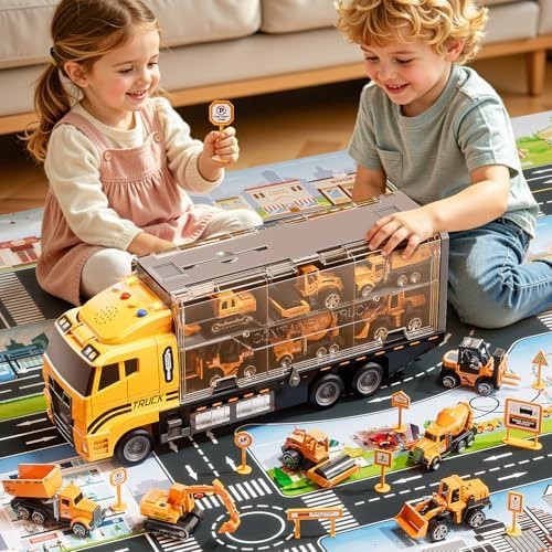 Carrier Truck Toddlers Toys for 3 4 5 6 7 Years Old Boys, Toy Truck Transport…