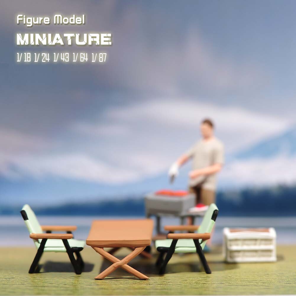 1/18 1/24 1/43 1/64 1/87 Miniature Barbecue Desk Chairs Scene Figure For Cars