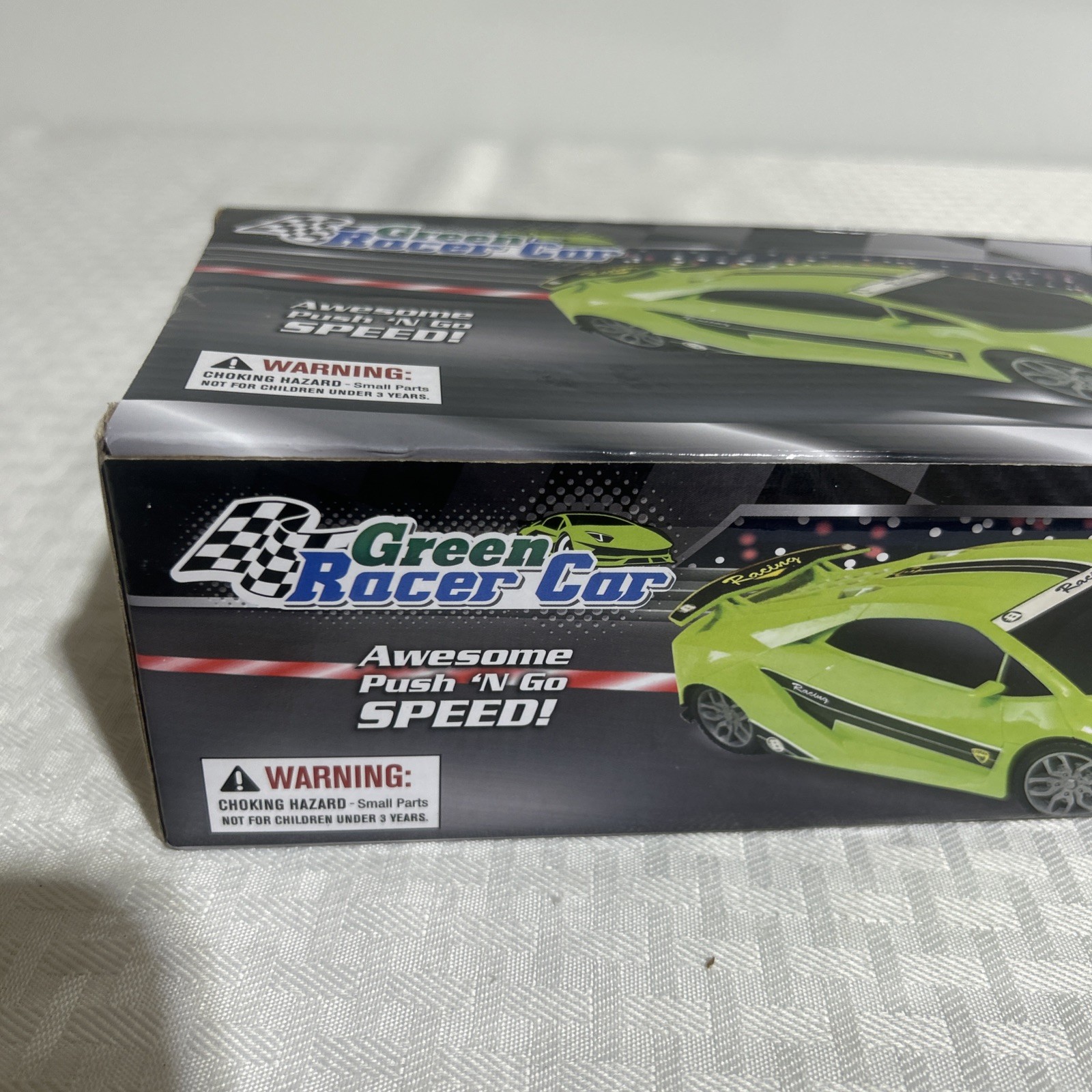 ART CREATIVITY GREEN RACER CAR PUSH N GO SPEED NEW IN DAMAGED BOX