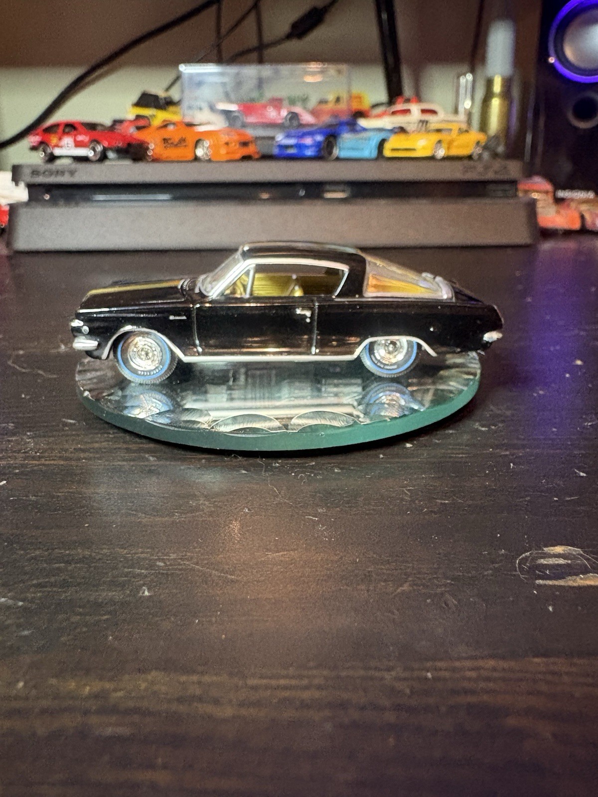 Auto World 1/64 Die-cast Model 1965 Plymouth Barracuda Formula S In Black