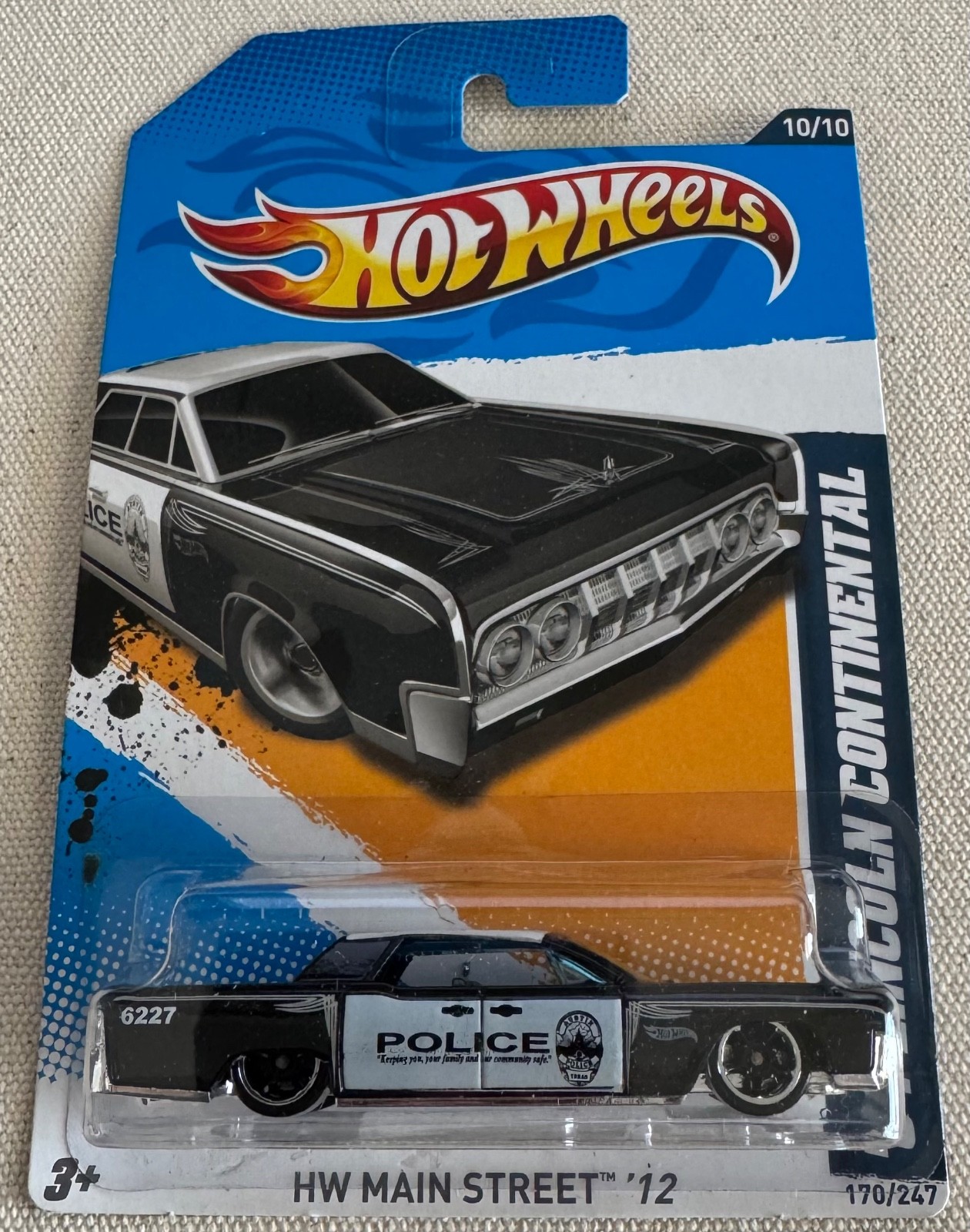 HOT WHEELS 1964 LINCOLN CONTINENTAL 10/10 POLICE CAR 170/247 HW MAIN STREET 2012