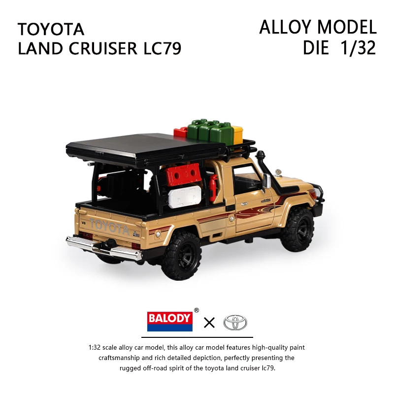 1/32 TOYOTA Land Cruiser LC79 Camping Off Road Toy Car Diecast Alloy Miniature P