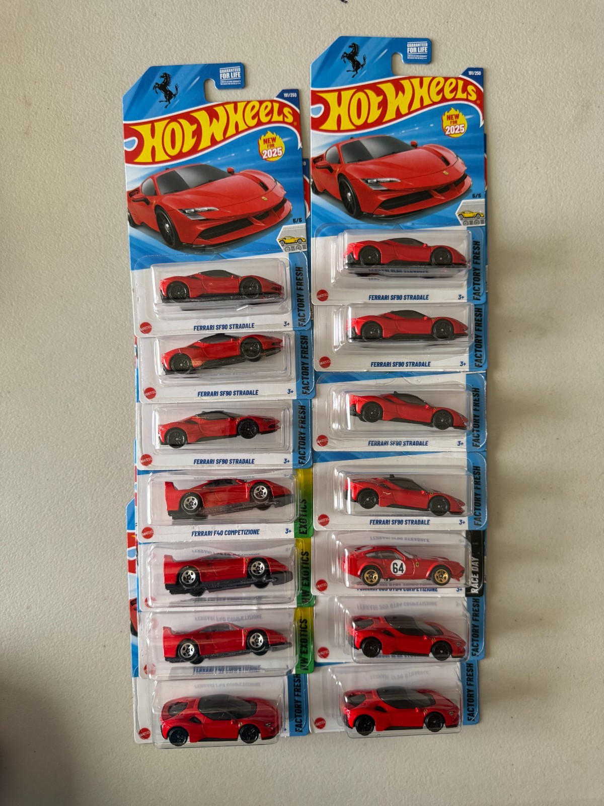 Hot Wheels Ferrari SF90 Stradale/F40 – 365 GTB Competizione Lot of 14 BE3