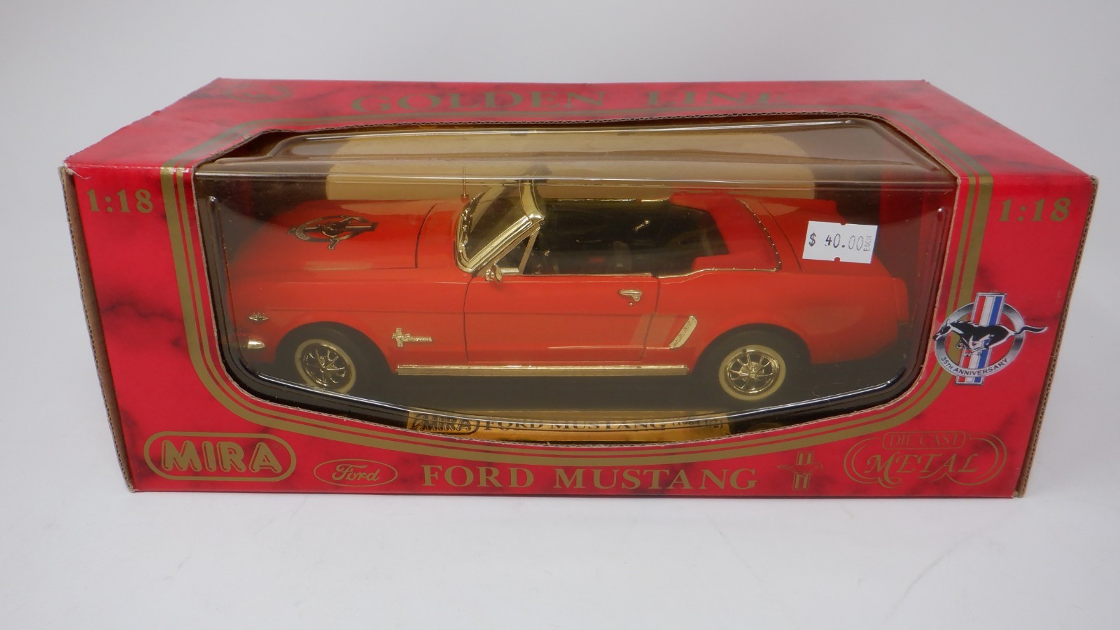 Mira 1965 Ford Mustang Red 1:18 Die Cast Golden Line Collection
