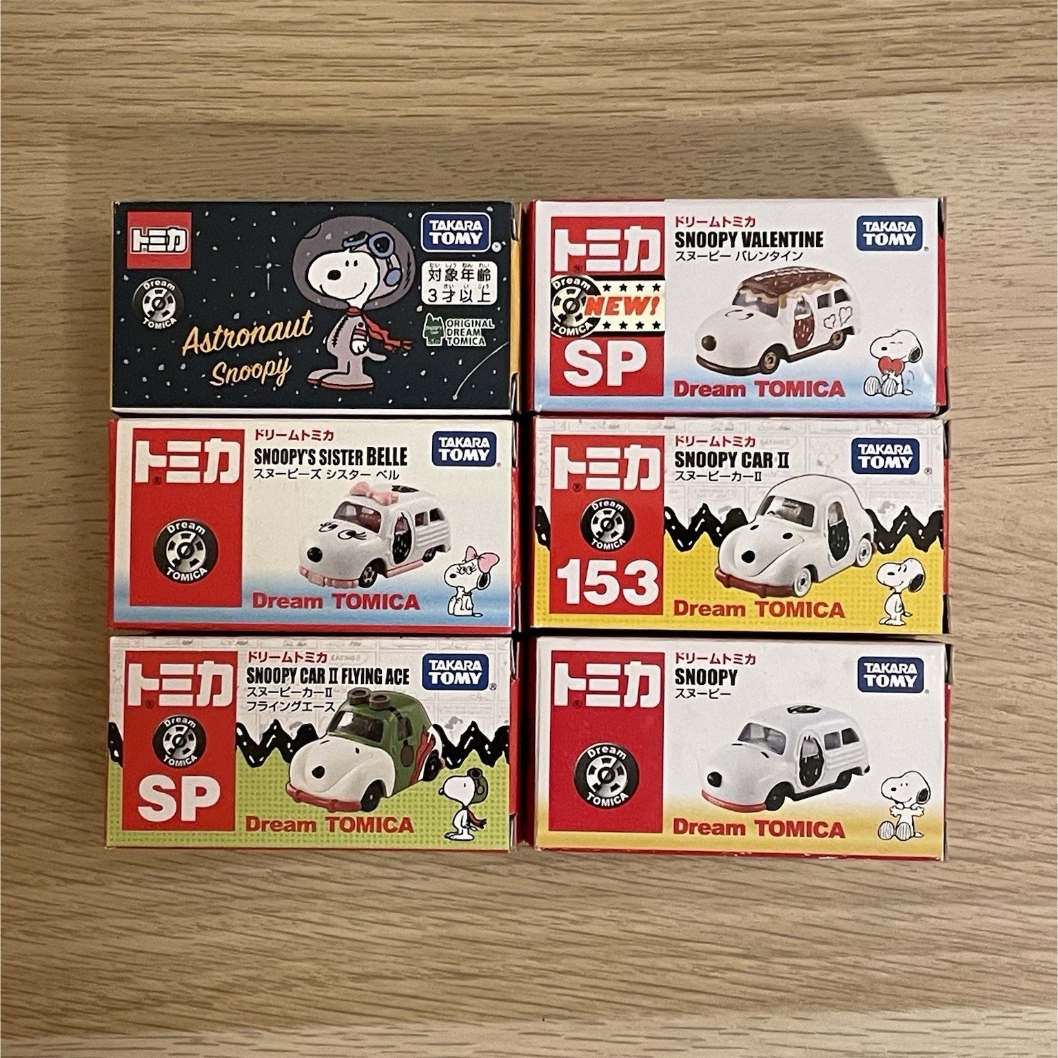 Takara Tomy Dream Tomica Snoopy Peanuts Gang Diecast Car Lot of 6