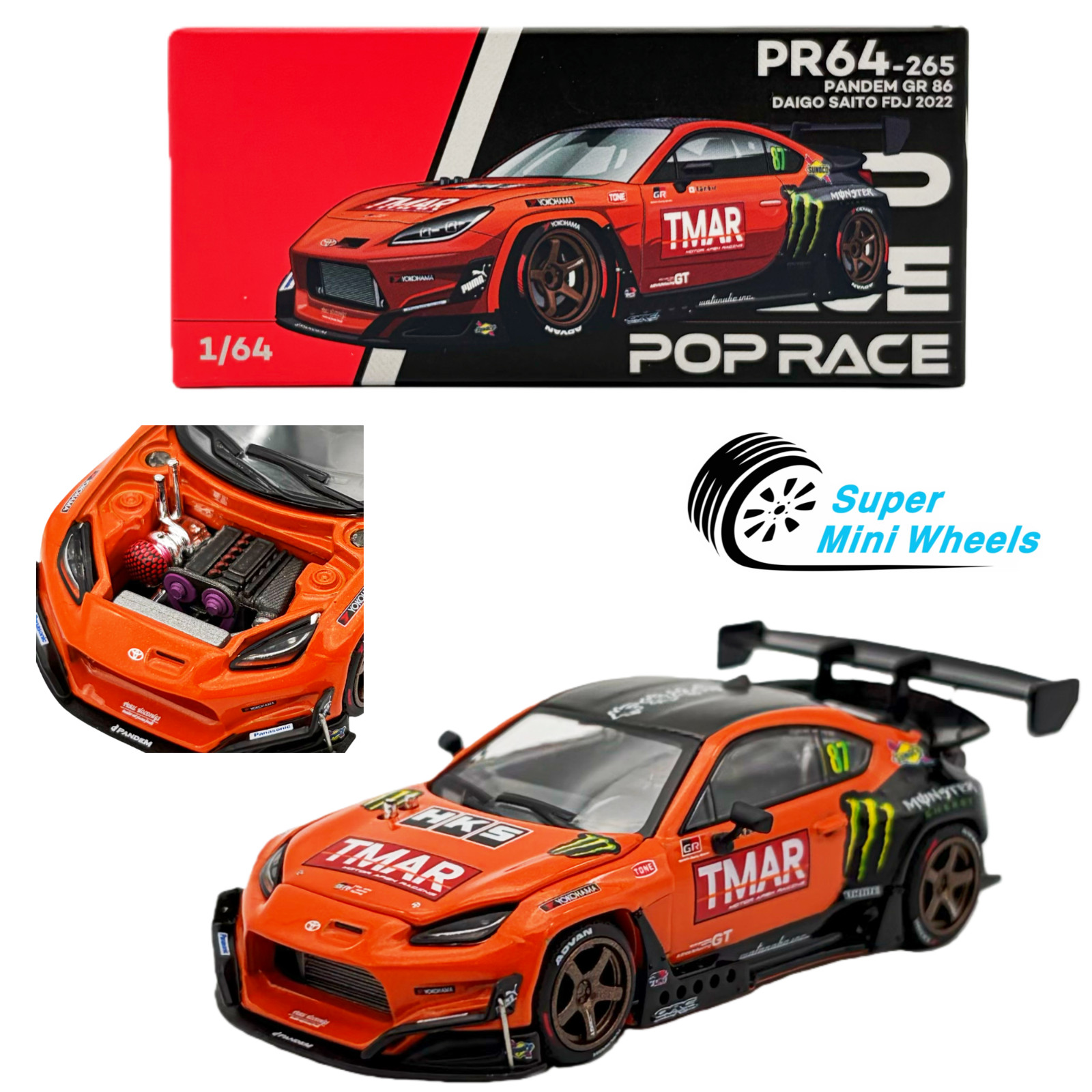 Pop Race 1:64 Pandem Toyota GR 86 Daigo Saito FDJ 2022 #265