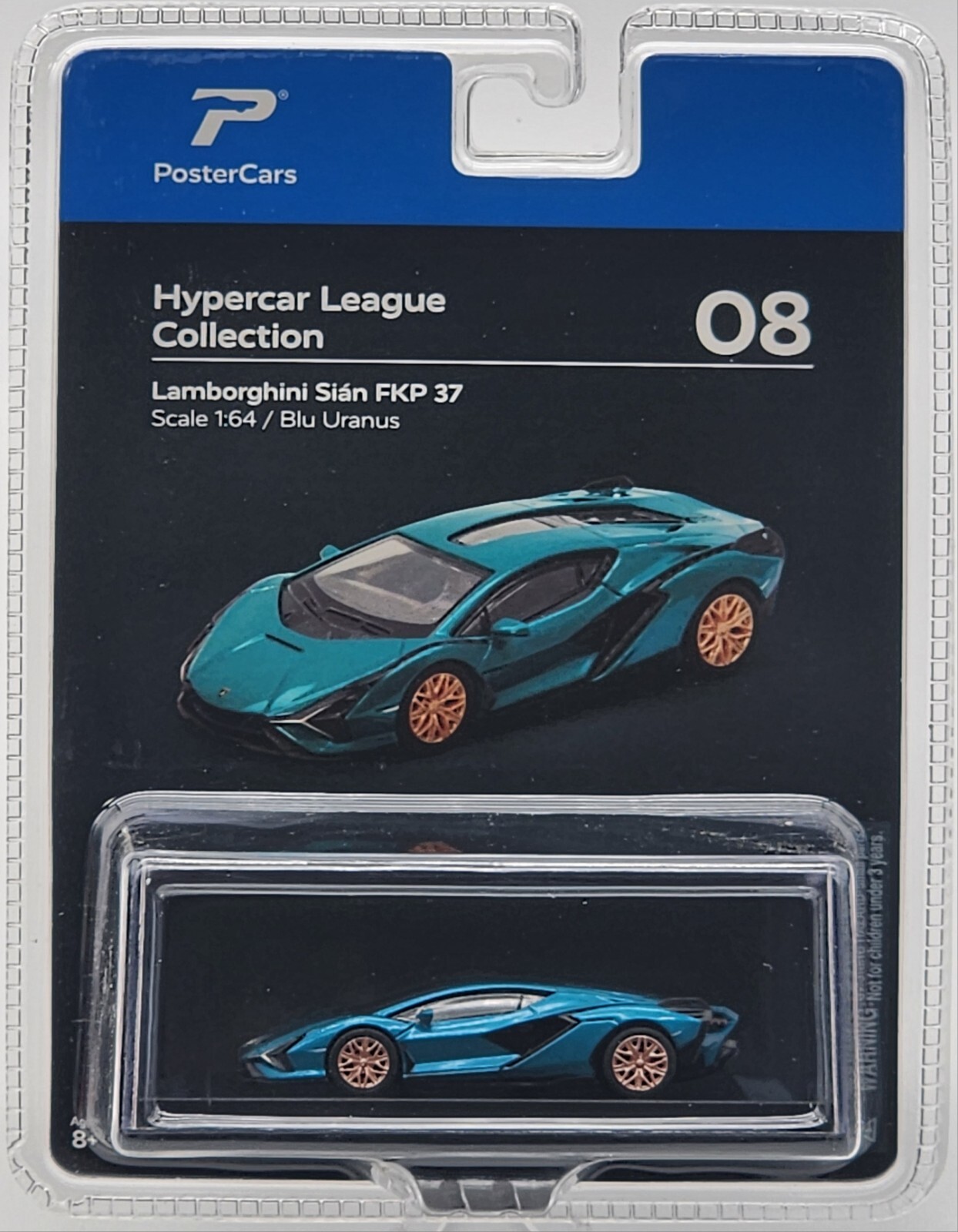 POSTER CARS 1:64 HYPERCAR LEAGUE COLLECTION URANUS BLUE LAMBORGHINI SIÁN FKP 37