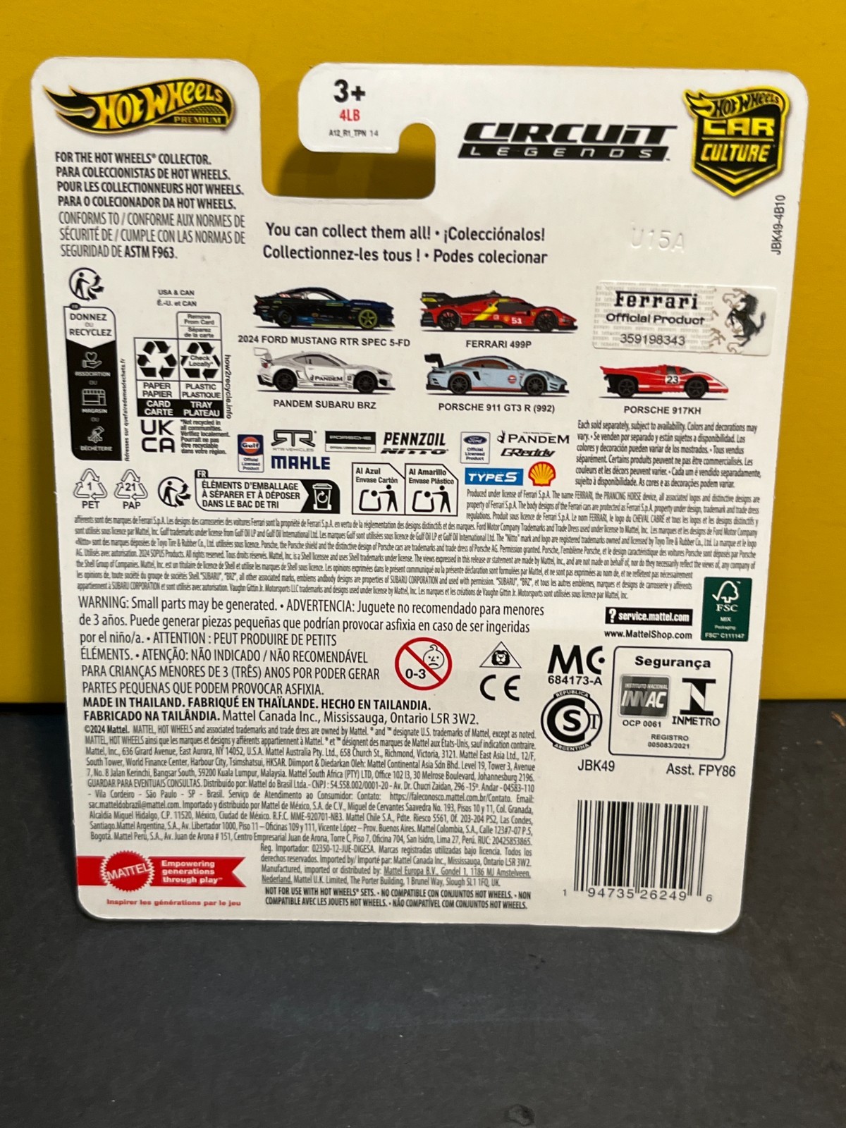 1/64 HOT WHEELS CIRCUIT LEGENDS PREMUIM 2/5 FERRARI 499P #51 RED