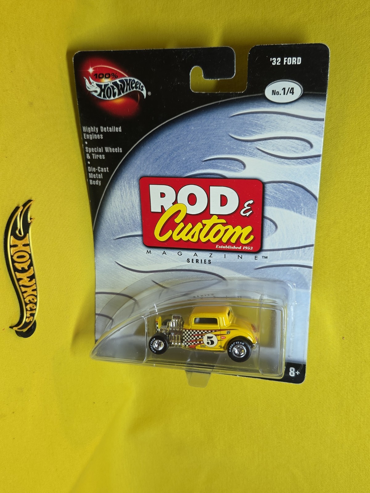 100% HOT WHEELS 2002 ROD CUSTOM ’32 FORD YELLOW 1/64 & Gift 🔥39