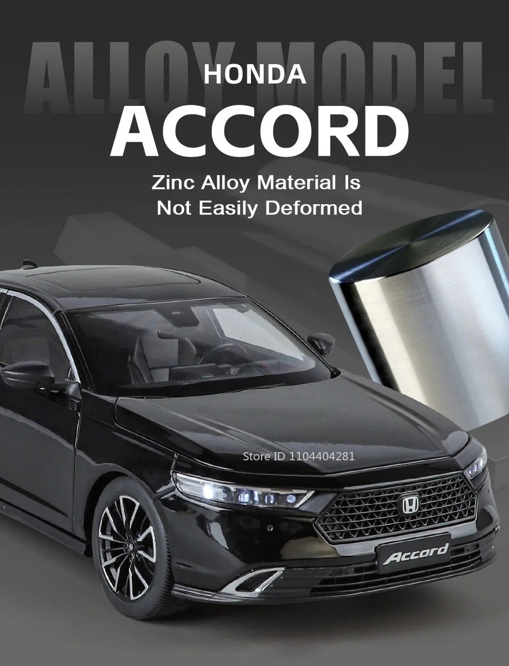 1:18 Honda Accord Sedan Diecast Model Collectible with Sound & Light Features
