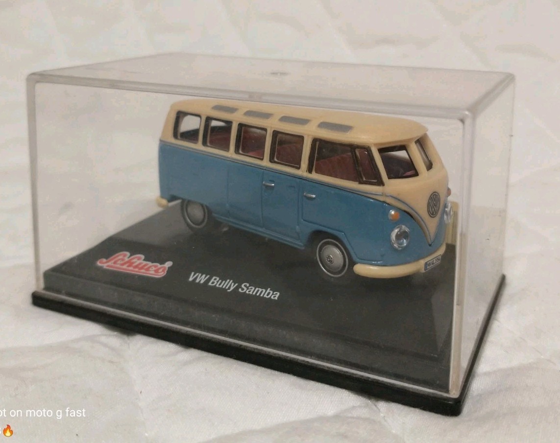 Schuco Junior Line 1/72nd Scale Light Blue and White VW Bully Samba Diecast Van