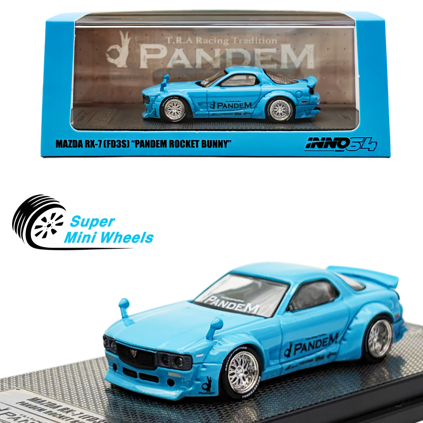 INNO64 1:64 Mazda RX-7 FD3S Pandem Rocket Bunny Blue