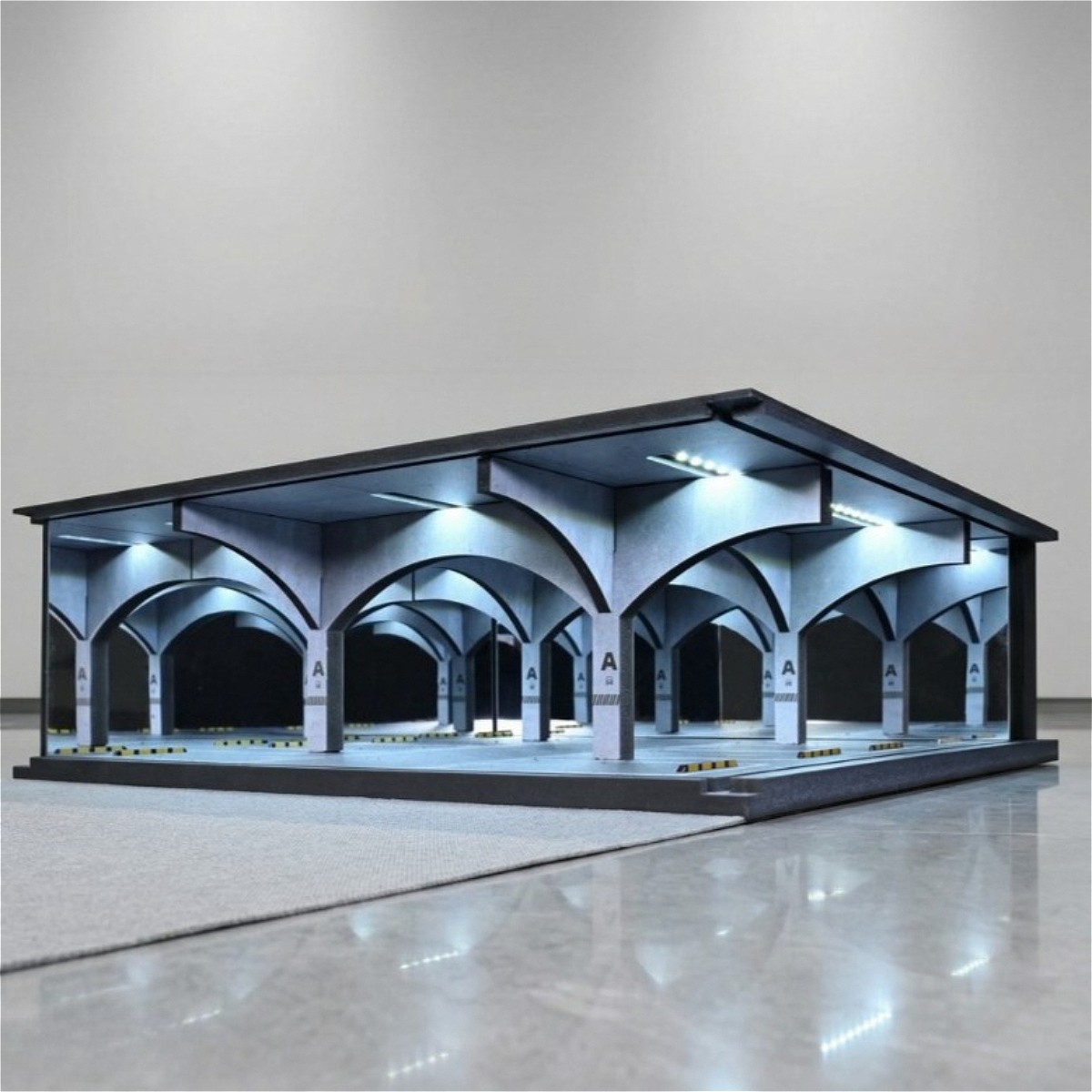 Diorama 1/64 Diecast Car Garage Model LED 2-Layer Parking Display Collections US