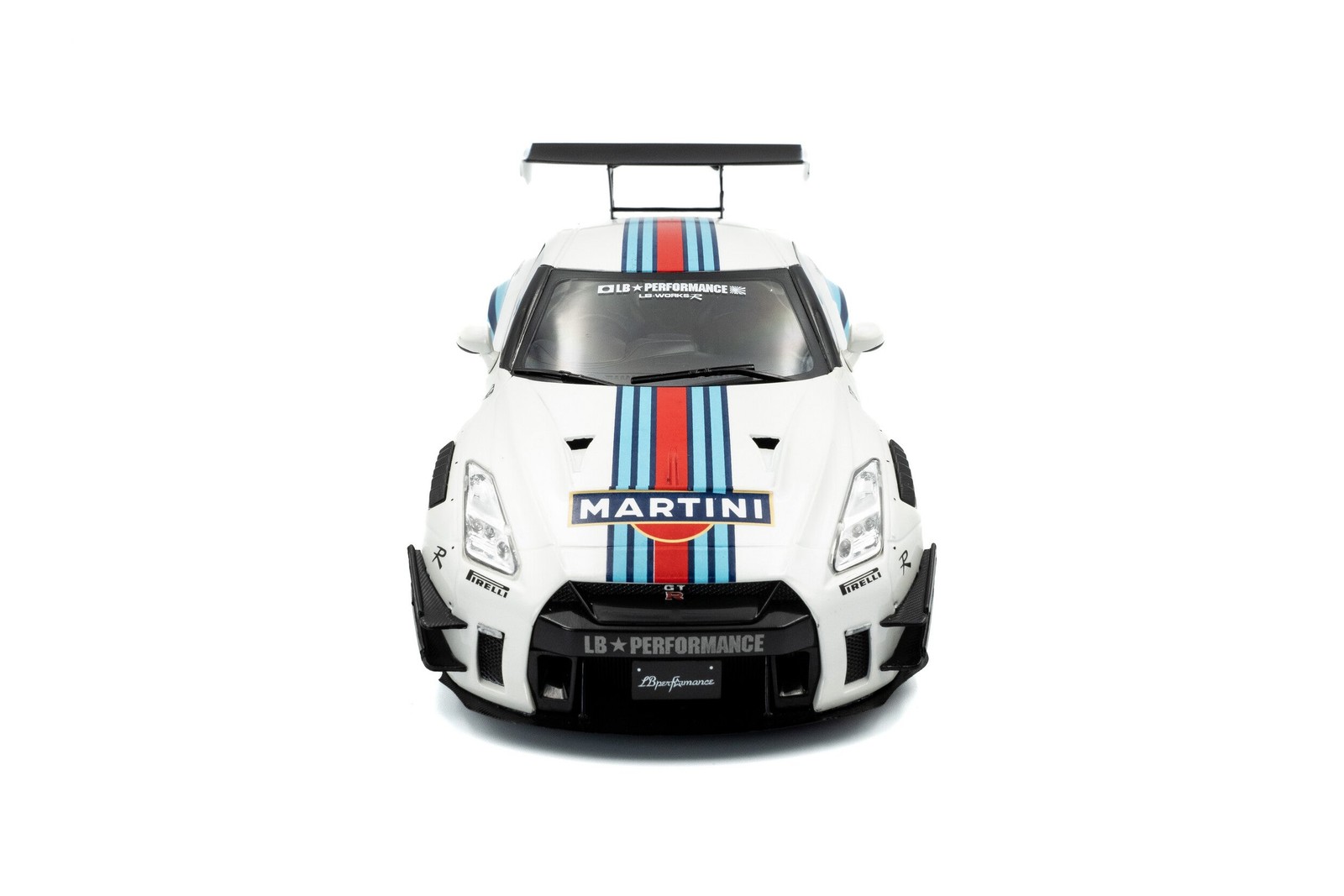 2024 Nissan GT-R (R35) w/ Liberty Walk Body Kit 2.0 Martini Racing 1:18 Solido