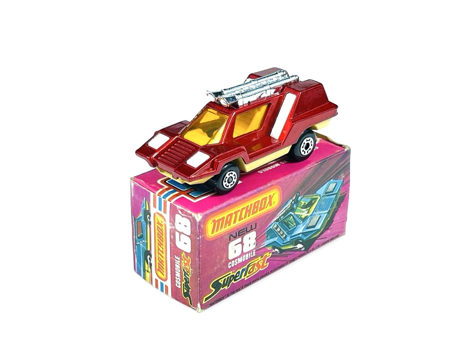 Matchbox Lesney Superfast MB68 Red Cosmobile w/Original J Box
