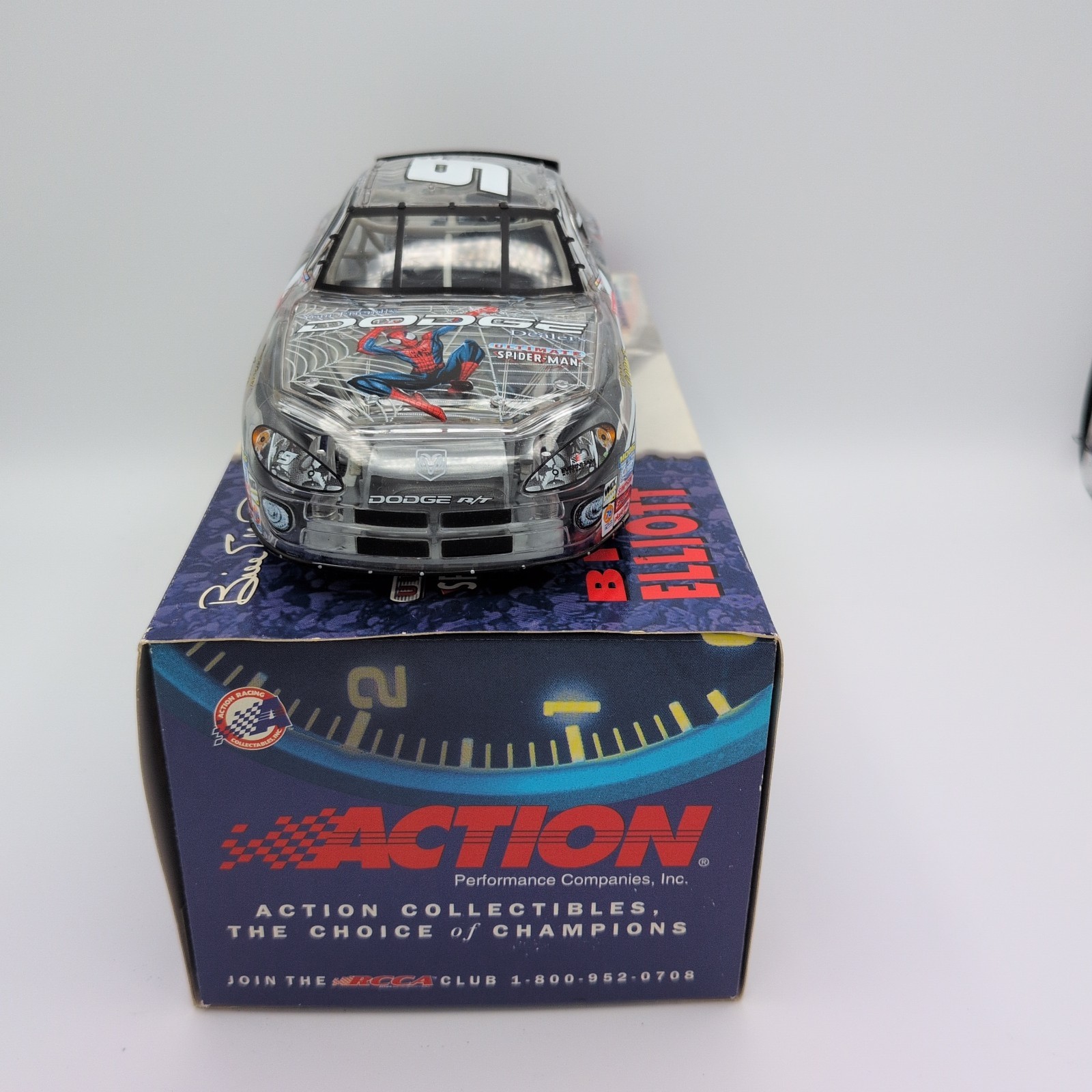 Bill Elliott #9 Marvel Spider-Man 2001 Dodge Intrepid Clear Car 1:24 Die Cast