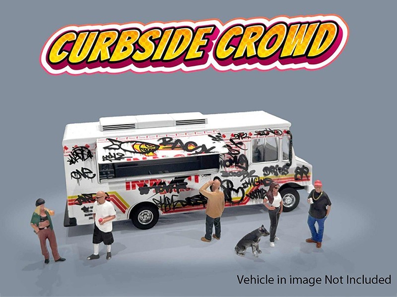 “CURBSIDE CROWD” 6 PC DIECAST FIGURE SET FOR 1/64 SCALE BY AMERICAN DIORAMA 2429