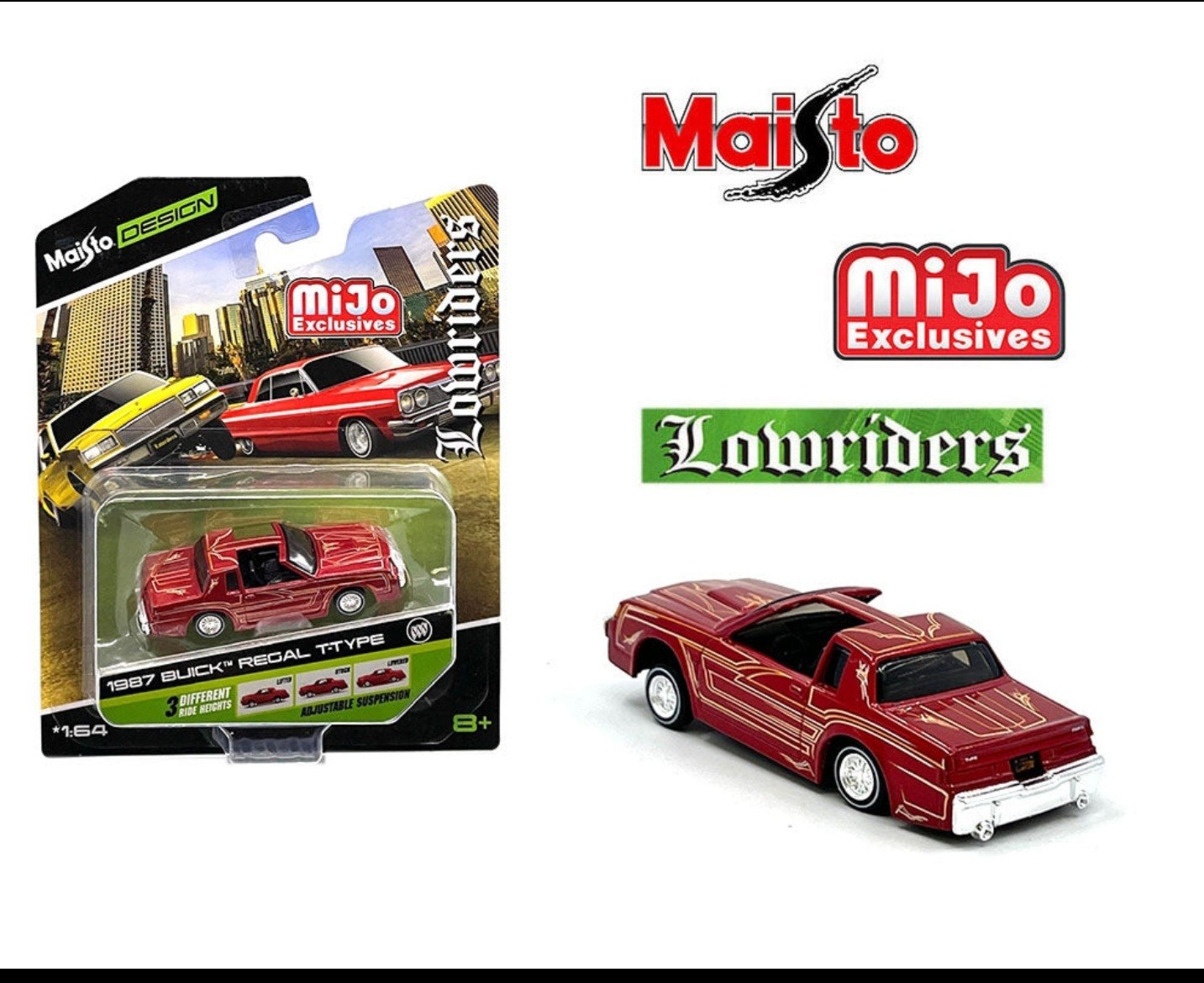 MAISTO 1:64 1987 BUICK REGAL T-TYPE LOWRIDERS RED METALLIC